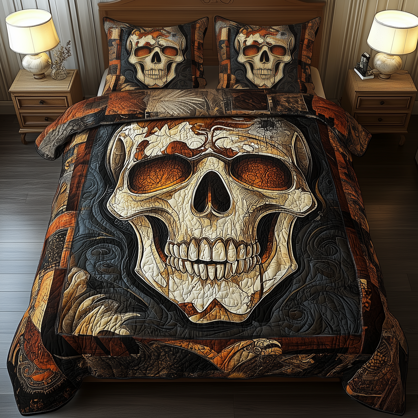 Mystique Solo Skull 3-Piece Quilted Bedding Set GFTOHD853