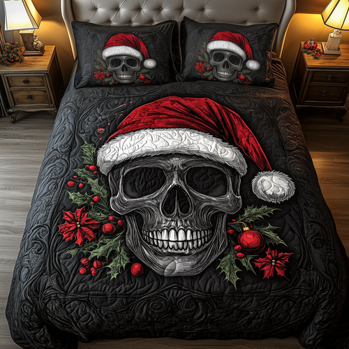 Dark Santa Skull 3-Piece Quilted Bedding Set GFTOHD863