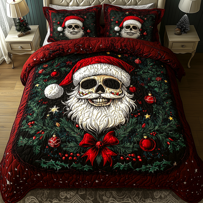 Festive Santa Skull 3-Piece Quilted Bedding Set GFTOHD867