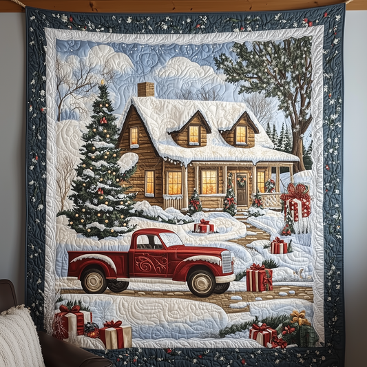 Peaceful Snow Cabin Quilted Blanket GFTOHD869