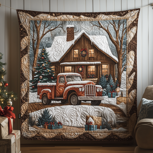 Peaceful Snow Cabin Quilted Blanket GFTOHD871