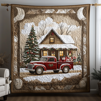 Peaceful Snow Cabin Quilted Blanket GFTOHD872