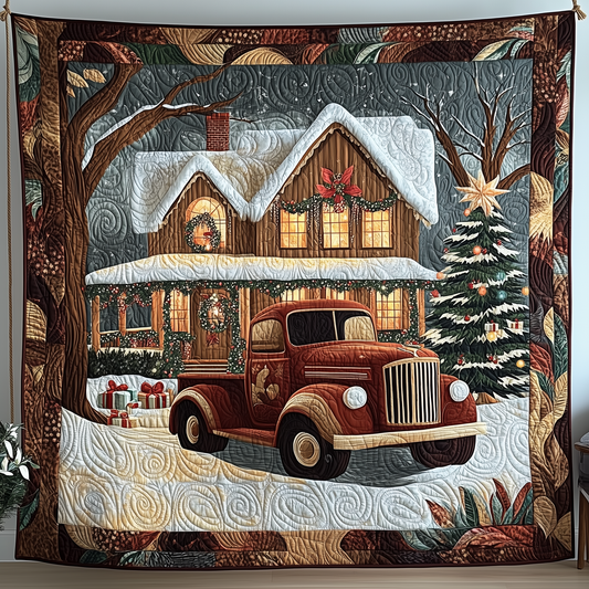 Peaceful Snow Cabin Quilted Blanket GFTOHD874