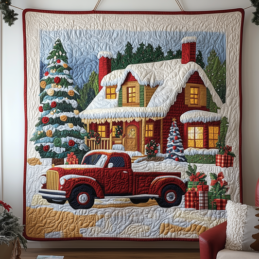 Peaceful Snow Cabin Quilted Blanket GFTOHD876