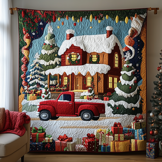 Peaceful Snow Cabin Quilted Blanket GFTOHD879