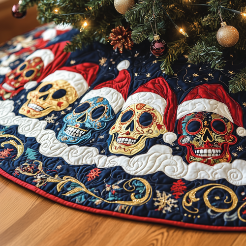 Christmas Joyful Skull Quilted Tree Skirt GFTOHD884