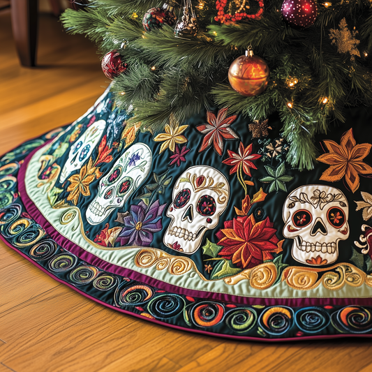 Christmas Joyful Skull Quilted Tree Skirt GFTOHD885