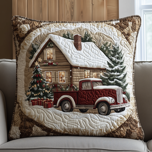 Peaceful Snow Cabin Quilted Pillow Case GFTOHD906