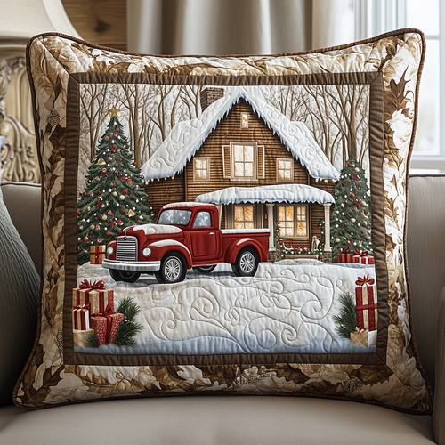 Peaceful Snow Cabin Quilted Pillow Case GFTOHD907