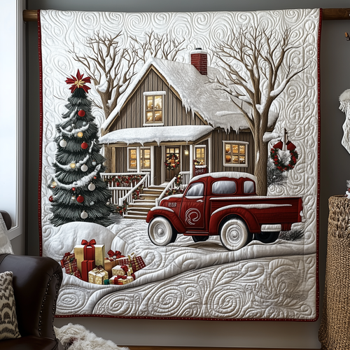 Peaceful Snow Cabin Quilted Blanket GFTOHD924