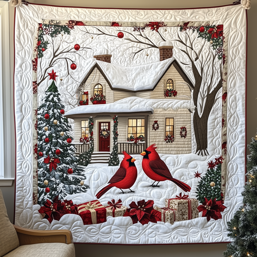 Cardinal Snow Cabin Quilted Blanket GFTOHD927