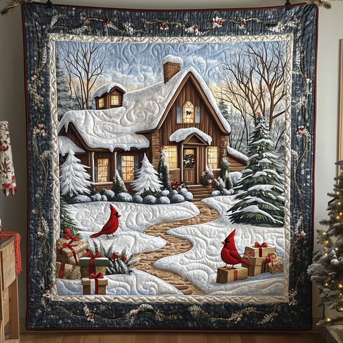 Cardinal Snow Cabin Quilted Blanket GFTOHD930