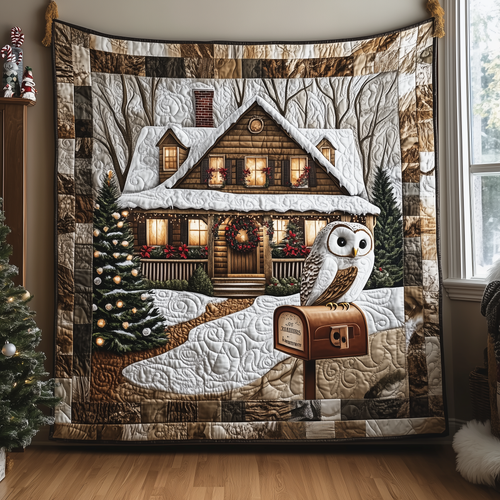 Owl Snow Cabin Quilted Blanket GFTOHD933