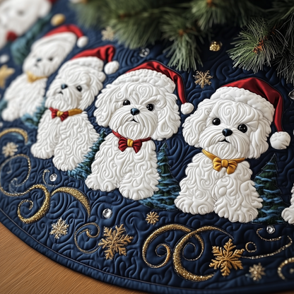 Christmas Bichon Frise Quilted Tree Skirt GFTOHD946