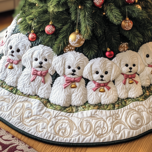 Christmas Bichon Frise Quilted Tree Skirt GFTOHD949