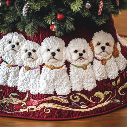 Christmas Bichon Frise Quilted Tree Skirt GFTOHD955