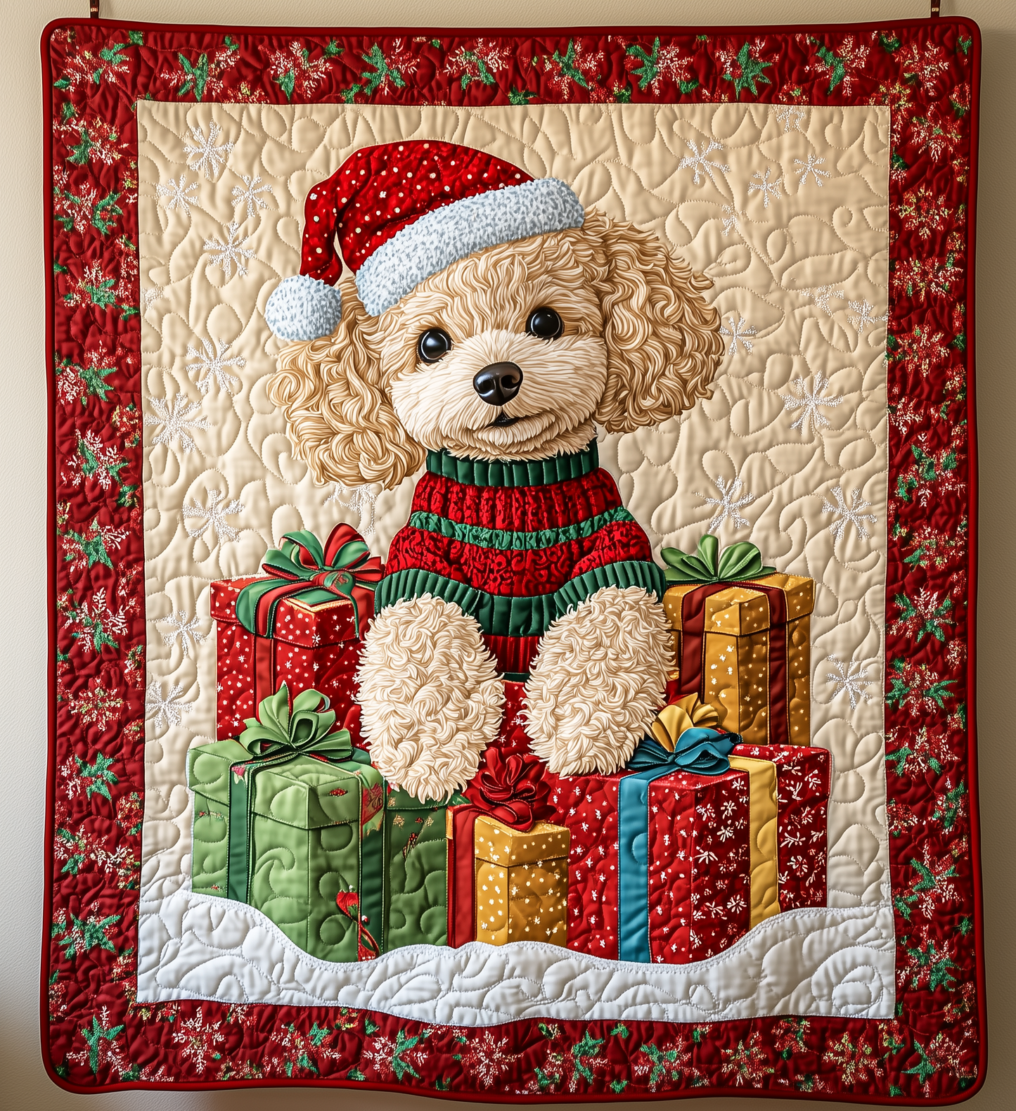 Christmas Poodle Quilted Blanket GFTOMH001