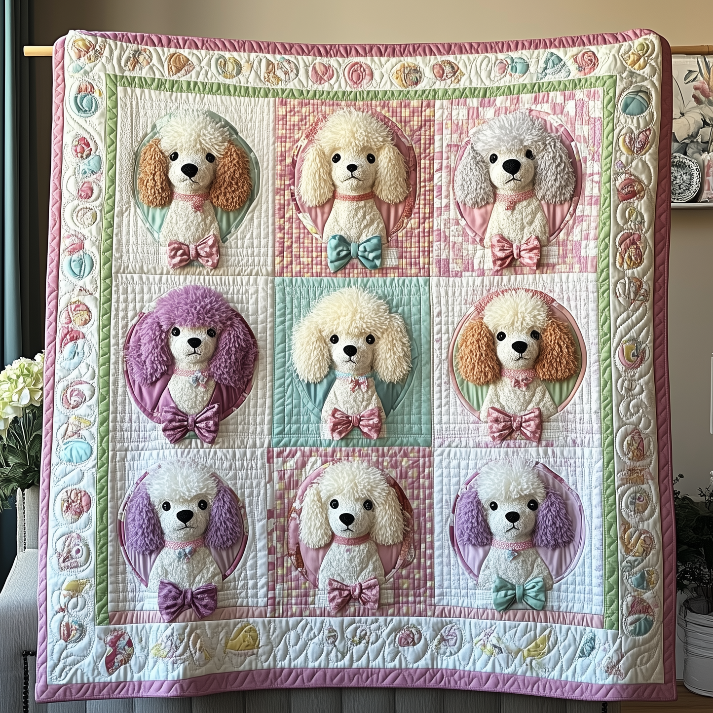 Adorable Poodle Quilted Blanket GFTOMH014