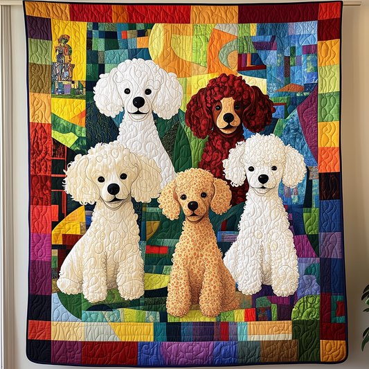 Colorful Poodle Quilted Blanket GFTOMH019