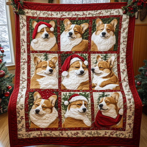 Christmas Baby Corgi Quilted Blanket GFTONL076