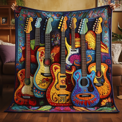 Melody Of Color Artistic Guitars Quilted Blanket GFTONL077