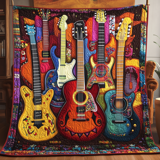 Melody Of Color Artistic Guitars Quilted Blanket GFTONL078