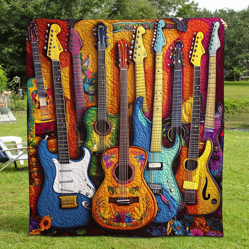 Melody Of Color Artistic Guitars Quilted Blanket GFTONL079