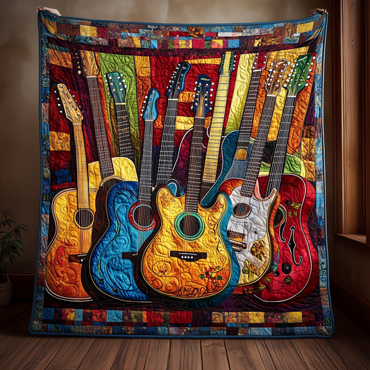 Melody Of Color Artistic Guitars Quilted Blanket GFTONL082