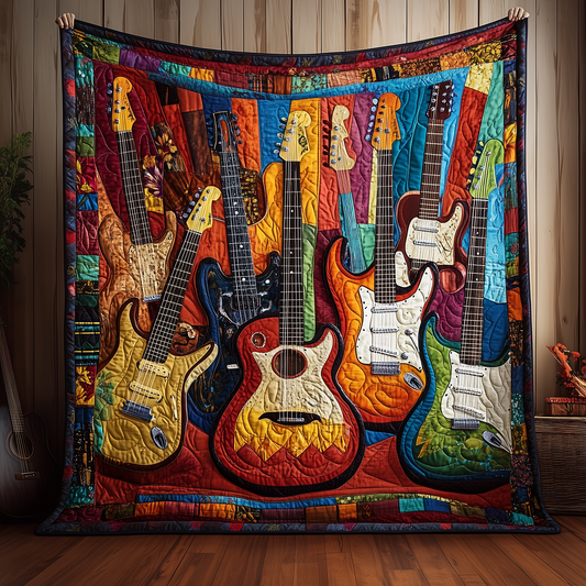 Melody Of Color Artistic Guitars Quilted Blanket GFTONL083