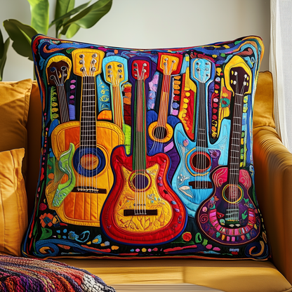 Melody Of Color Artistic Guitars Quilted Pillow Case GFTONL085