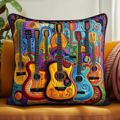 Vibrant Strings Guitars Quilted Pillow Case GFTONL086