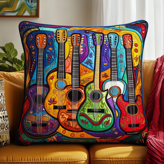 Vibrant Strings Guitars Quilted Pillow Case GFTONL087