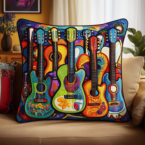 Vibrant Strings Guitars Quilted Pillow Case GFTONL089