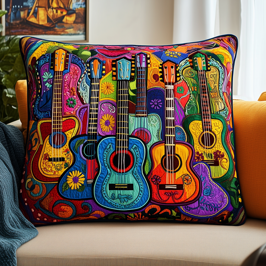 Vibrant Strings Guitars Quilted Pillow Case GFTONL091