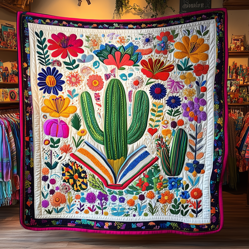 Radiant Blooms and Cacti Quilted Blanket GFTONL098