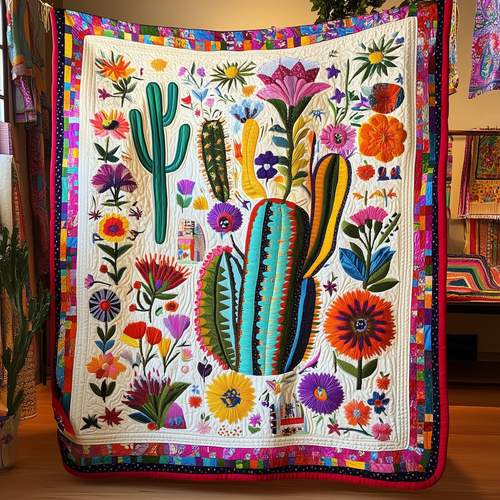 Radiant Blooms and Cacti Quilted Blanket GFTONL102