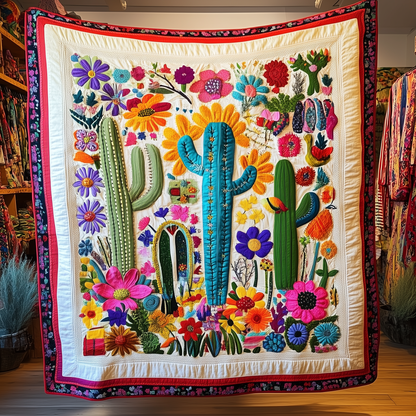 Radiant Blooms and Cacti Quilted Blanket GFTONL103