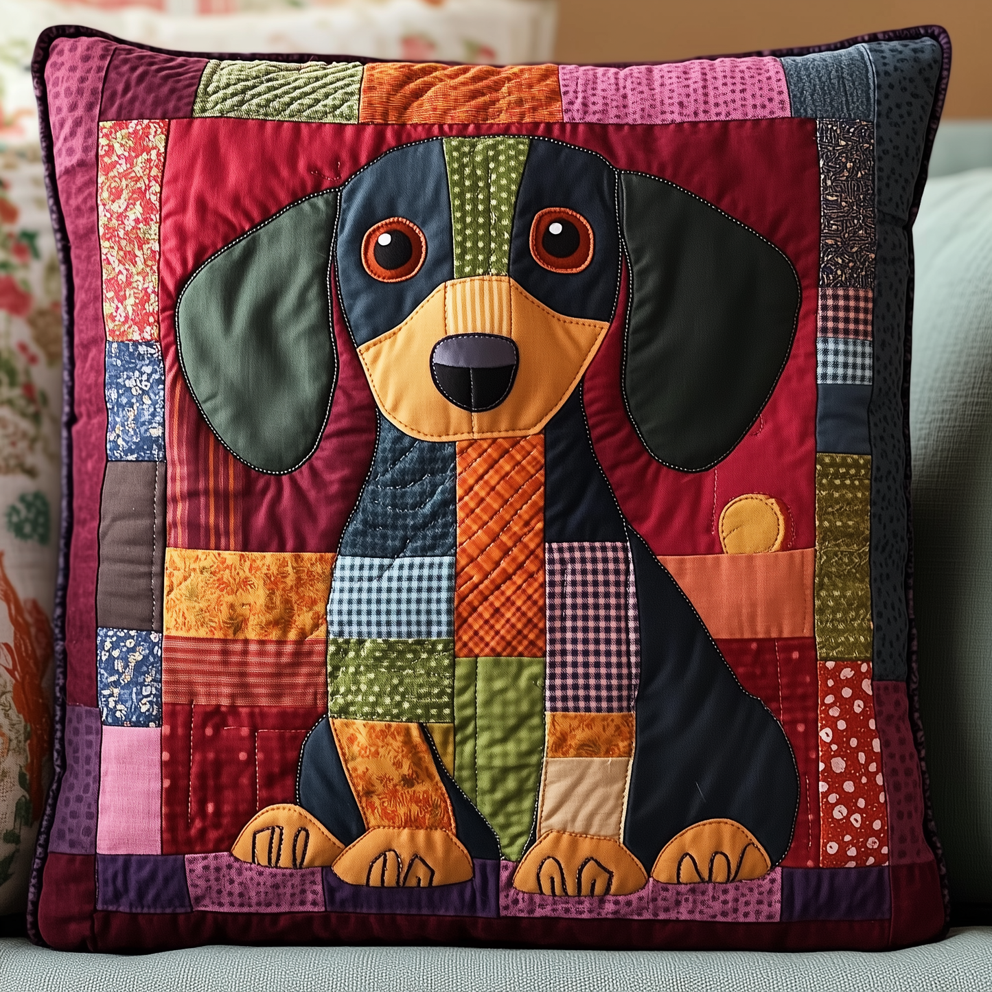 Dachshund Love Quilted Pillow Case GFTONL1046