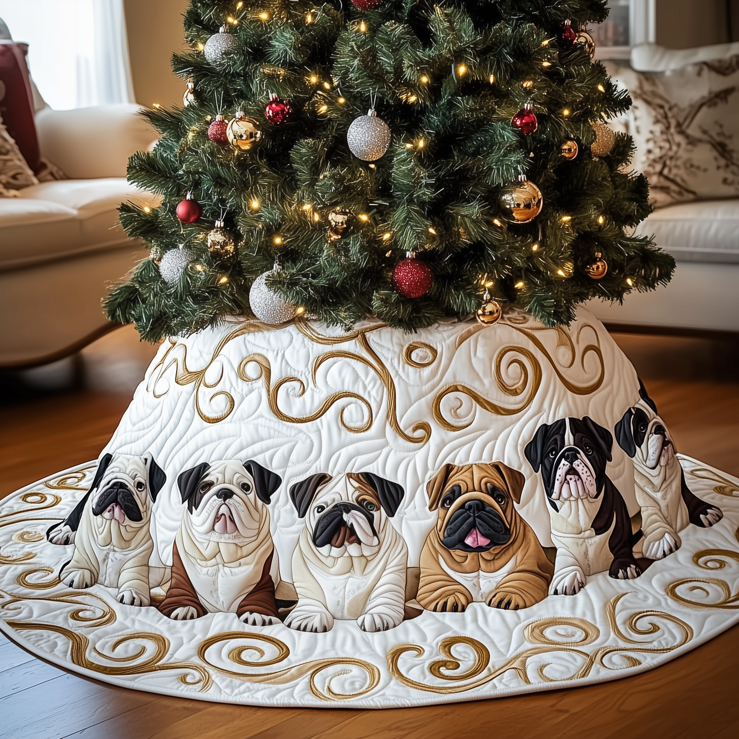 English Bulldog Quilted Tree Skirt GFTONL1082