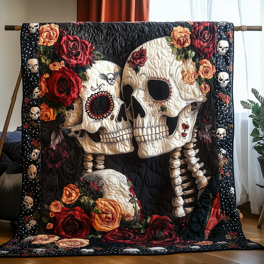 Skull Couple Quilted Blanket GFTONL1099