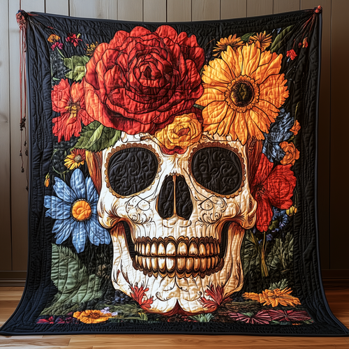 Floral Skull Quilted Blanket GFTONL1115