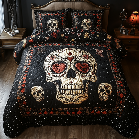 Vintage Skull  3-Piece Quilted Bedding Set GFTONL1152