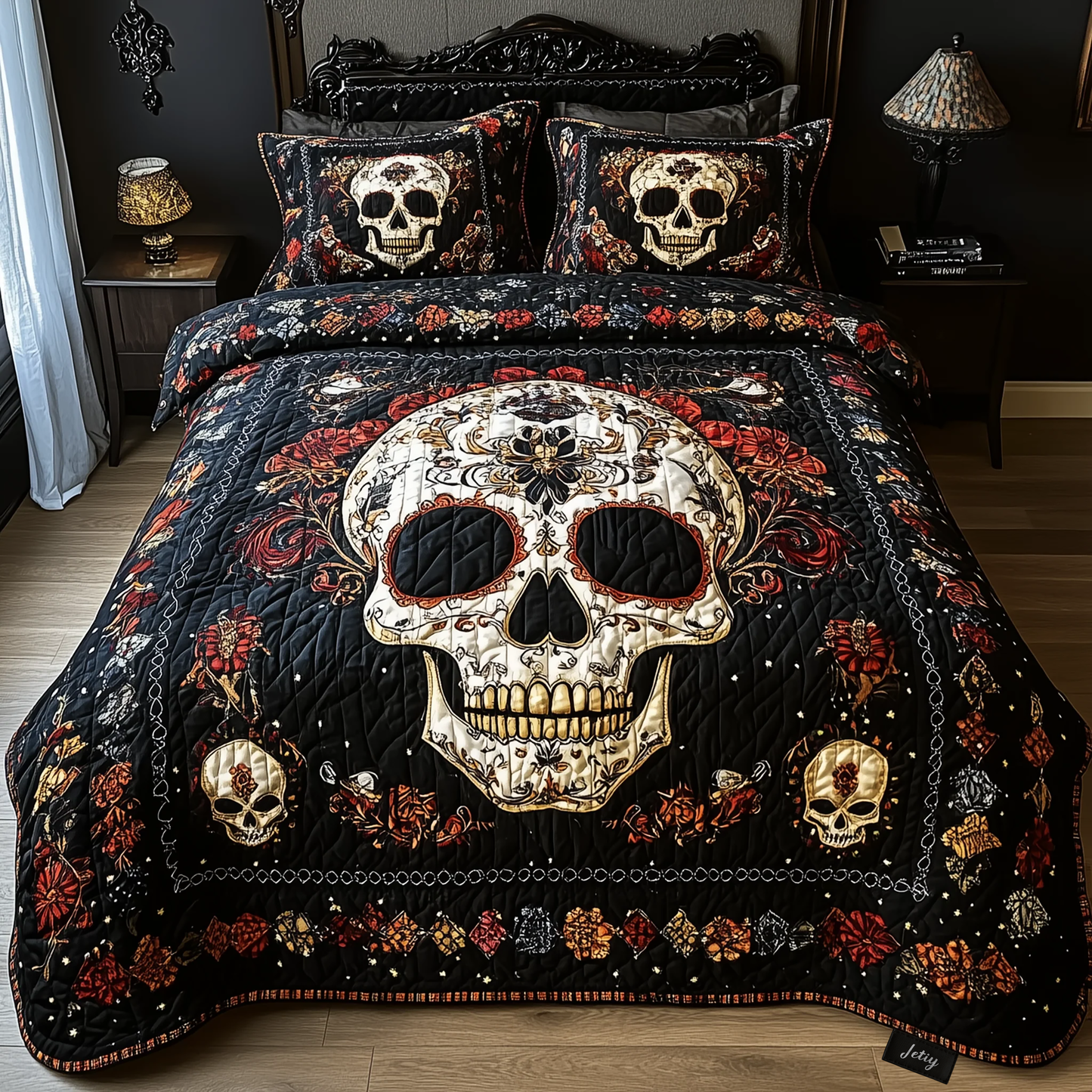 Vintage Skull  3-Piece Quilted Bedding Set GFTONL1153