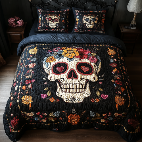 Vintage Skull  3-Piece Quilted Bedding Set GFTONL1155