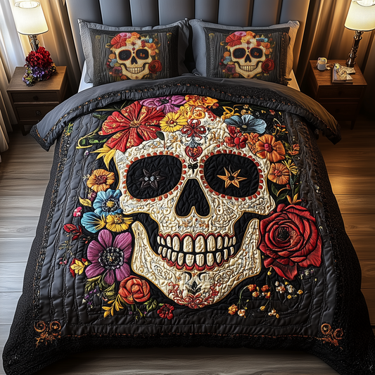 Vintage Skull  3-Piece Quilted Bedding Set GFTONL1157