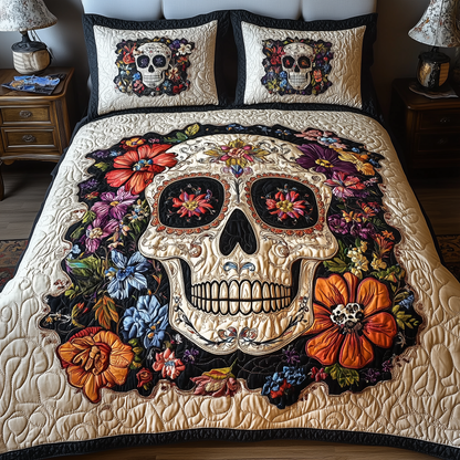 Vintage Skull  3-Piece Quilted Bedding Set GFTONL1158