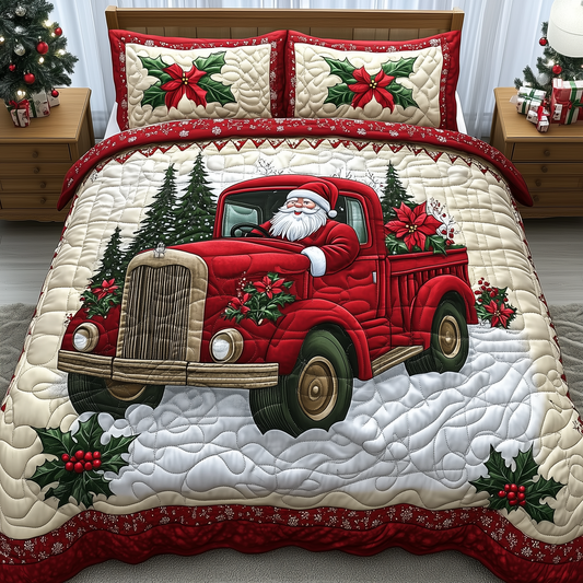 Santa Claus Is Coming 3-Piece Quilted Bedding Set GFTONL1194