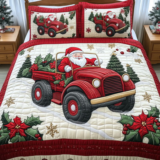 Santa Claus Is Coming 3-Piece Quilted Bedding Set GFTONL1196