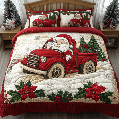 Santa Claus Is Coming 3-Piece Quilted Bedding Set GFTONL1197