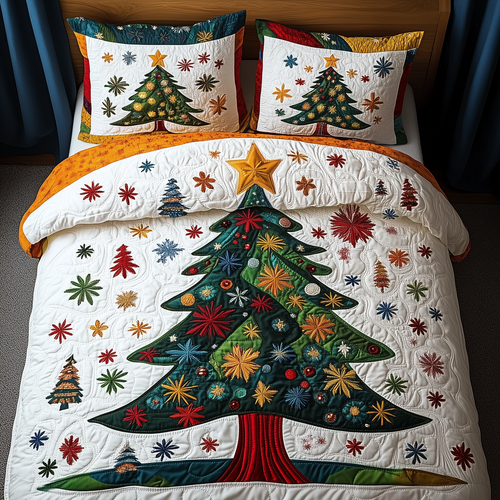 Festive Christmas Tree 3-Piece Quilted Bedding Set GFTONL1220